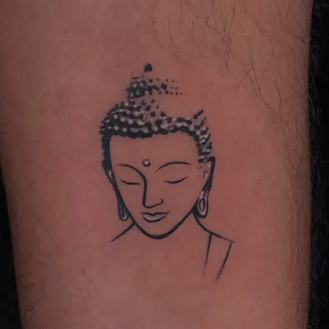 Minimal fine line Buddha meditation tattoo, Dev Tattoo & Art Kolkata