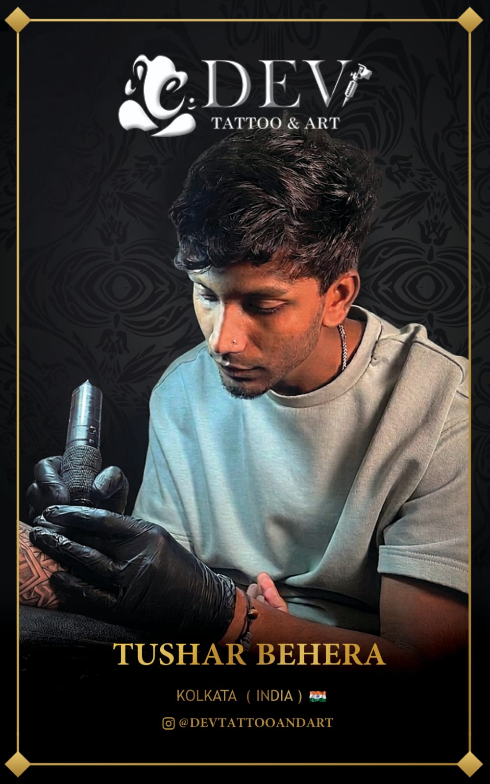 Tushar Behera, Fine-Line Artist at Dev Tattoo & Art Kolkata
